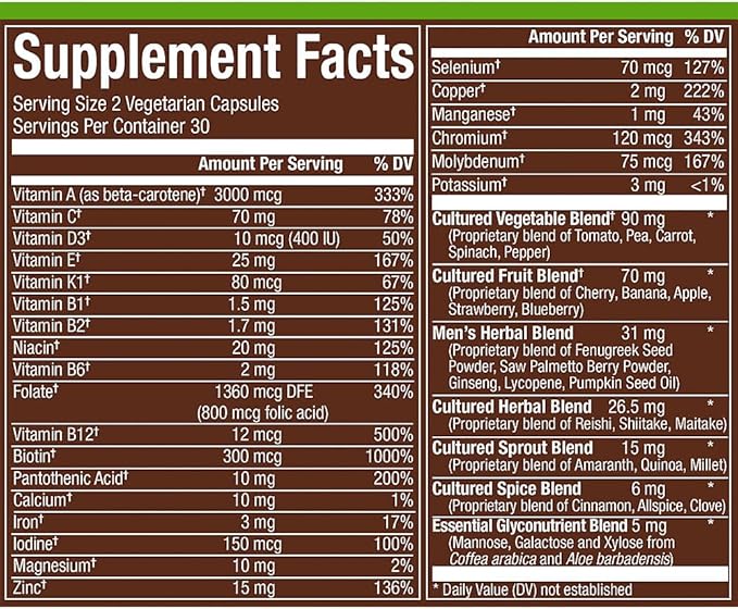 plnt Fermented Whole Food MenaTMs Multivitamin (60 Vegan Capsules)