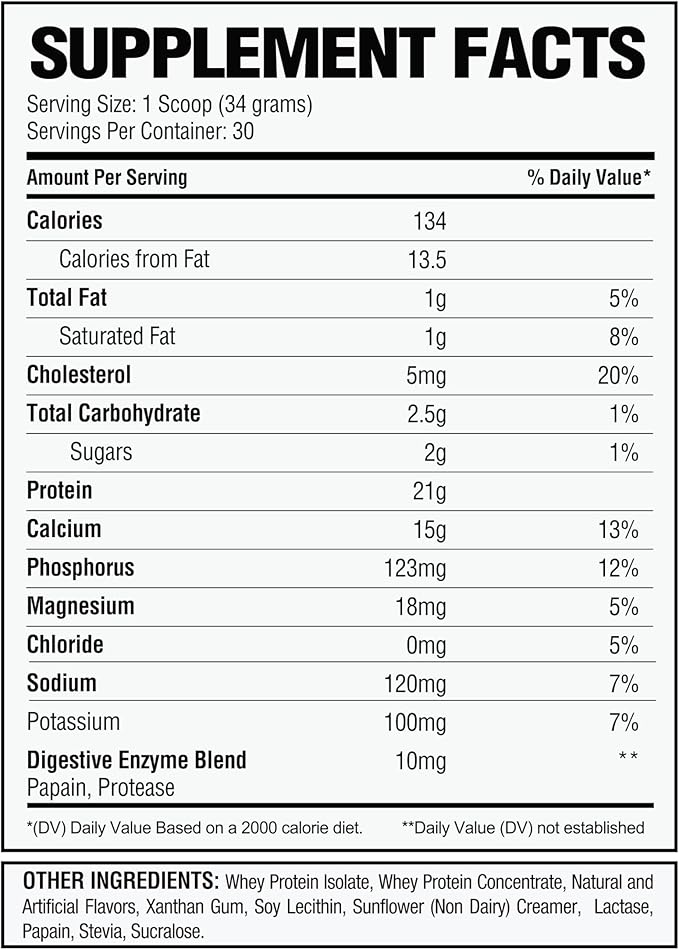 Whey Isolate Protein 2lbs Supplement Dietary Fitness Edible Amino Muscle Optimum (Cinnamon Crunch)