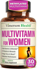 Multivitamin for Women with Methylated Vitamins and Chelated Minerals for Energy Focus and Immune Health – Premium Daily Womens Multivitamins &amp Multiminerals – 60 Capsules