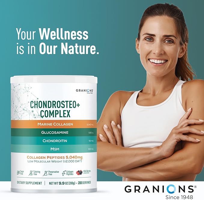 Granions Glucosamine Chondroitin MSM Powder and Collagen Complex CoQ10 - Joint Support Bundle