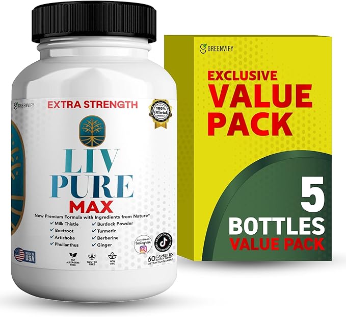 Liv Pure Max Extra Strength Liver Support Supplement 60 Veggie Capsules with Milk Thistle and Natural Ingredients (5)
