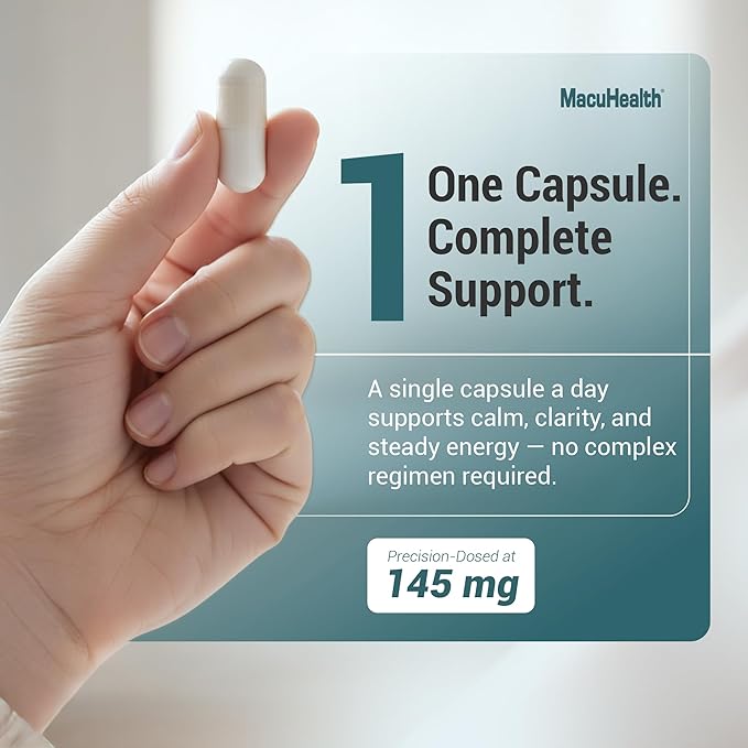 MacuHealth Magnesium Glycinate &amp L-Threonate 145mg - 90 Capsules - Highly Absorbable Magnesium for Energy Calm &amp Focus - Gentle on Stomach Vegan Non-GMO - Premium Chelated Magnesium Supplem