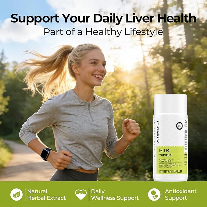 OxyEnergy Liver Cleanse Detox &amp Repair Supplement with 80% Milk Thistle Turmeric Inositol &amp Pueraria Support Liver Health Non-GMO Gluten-Free 90 Vegetarian Capsules Made in USA