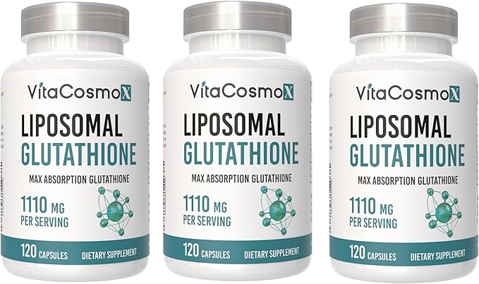 Liposomal Glutathione 1110 mg 120 Capsules Vegan 100% Vegetarian Non-GMO &amp Gluten Free - 3 Packs