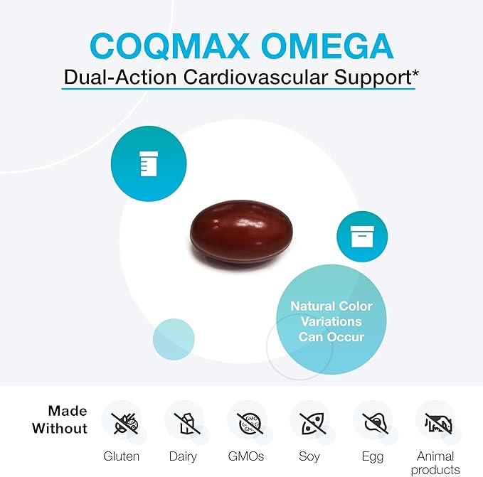XYMOGEN CoQmax Omega 50 mg - CoQ10 + Fish Oil Omega 3 Supplement - Dual-Action Heart Health Support - Coenzyme q10 + Specialized Fish Oil for 3X Greater Absorption of EPA DHA (30 Softgels)