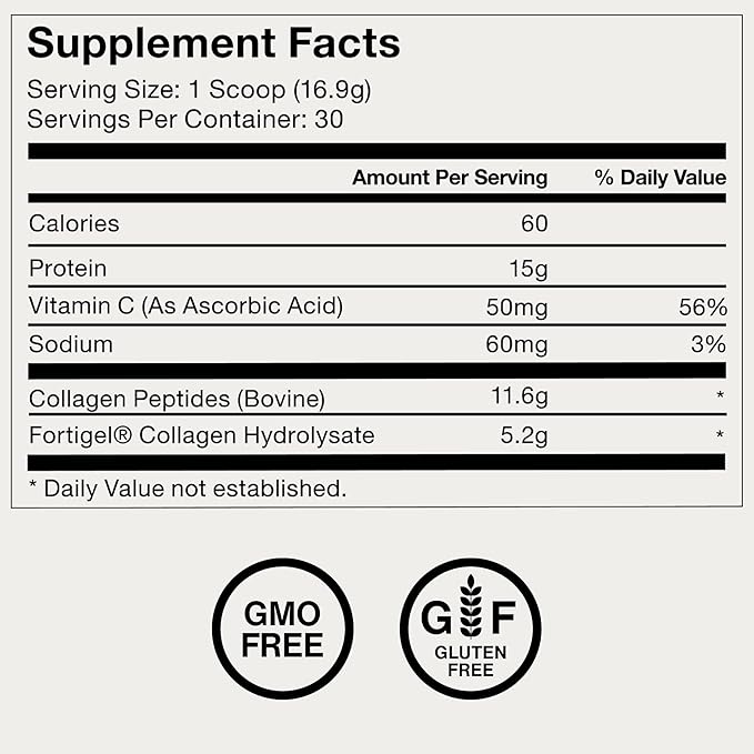 Momentous Grass-Fed Collagen Peptides Powder - Collagen Protein Powder with Fortigel &amp Vitamin C for Hair Skin Nails &amp Joint Health Support - NSF Certified for Sport - Packaging May Vary