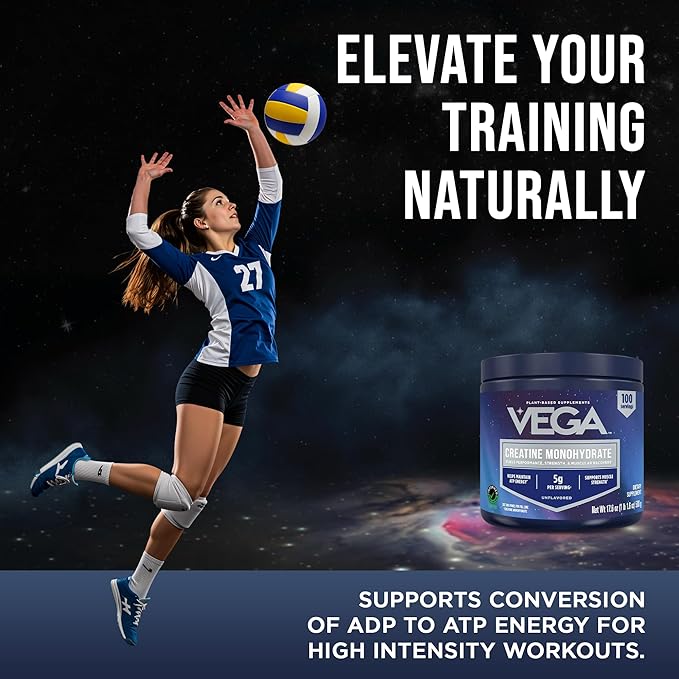 Vega Micronized Creatine Monohydrate Powder Unflavored – 5g Pure Vegan Creatine for Men &amp Women Strength Performance &amp Muscle Growth 100 Servings (17.6 oz)