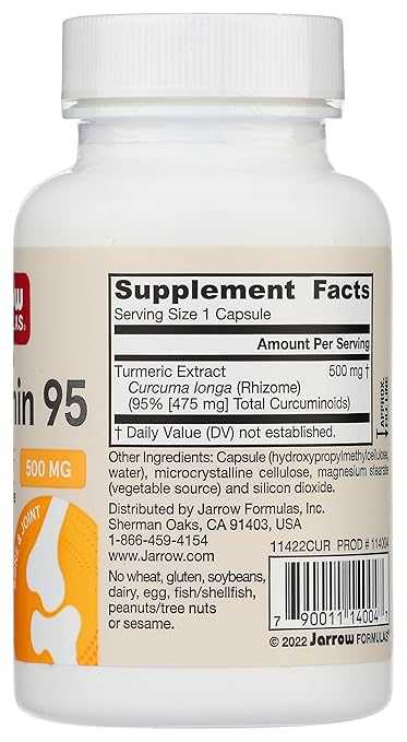 Jarrow Formulas Curcumin 95 Provides Antioxidant Support 500 mg 60 Capsules