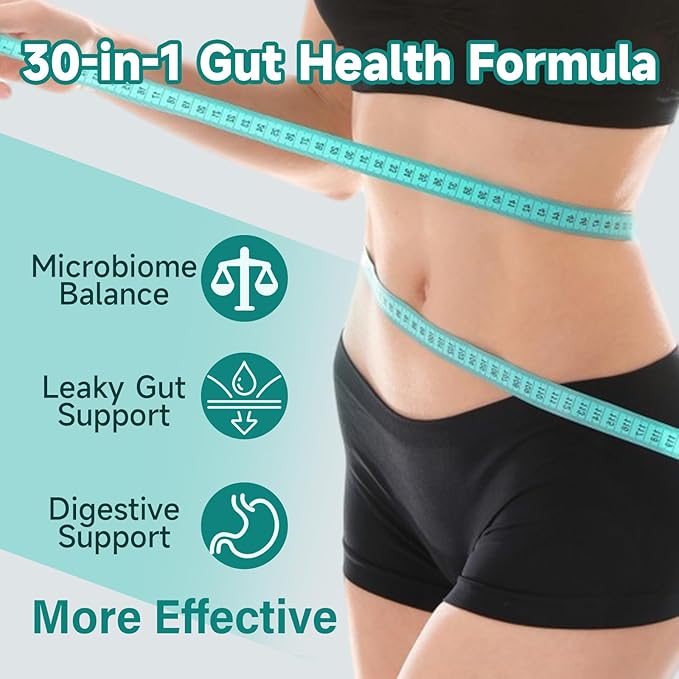 Gut Health Capsule Supplement Supports Microbiome Leaky Gut and Digestion with 80 Billion CFU Probiotics Prebiotics Digestive Enzymes 30-in-1 Gut Health Supplement 100 Capsules