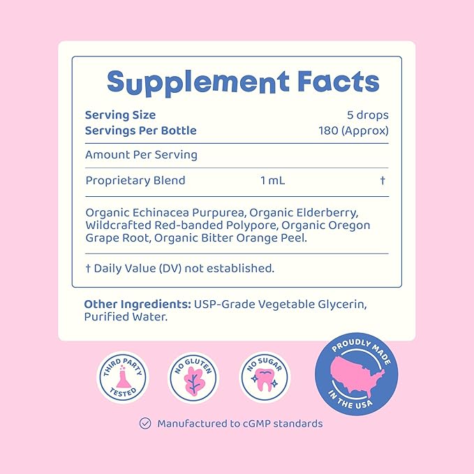 JoySpring Immune Drops – Kids Immune Support Supplement with Elderberry Extract Echinacea Oregon Grape Root &amp Orange Peel Liquid for Ages 3–16+ Years &amp Adults | 2 fl oz (60 Servings) (Pack o