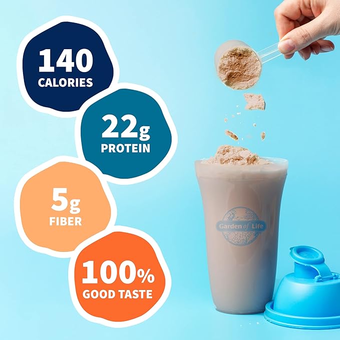 Garden of Life Organic Vegan Chocolate Protein Powder Raw Organic Meal Replacement Shakes - Chocolate Plant Based Vegan Protein Powder