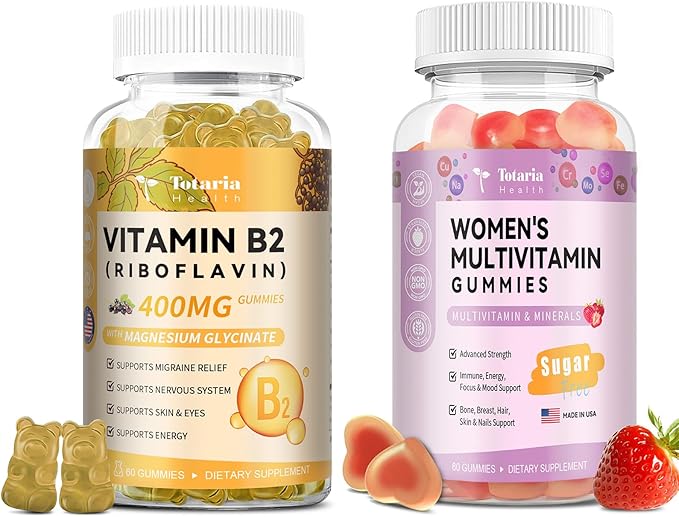 Multivitamin Filled Gummies for Women - Strawberry Flavor &amp Vitamin B2 Gummies - Natural Flavor