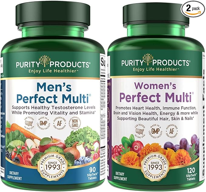 Purity Products Bundle - Men's Perfect Multi + Women's Perfect Multi - Men - Supports Healthy Vitality Energy + More - Women - Supports Urinary Tract Health Immunity Hair Skin Nails + More
