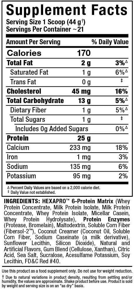 ALLMAX HEXAPRO Strawberry - 2 lb - 25 Grams of Protein Per Serving - 8-Hour Sustained Release - Zero Sugar - 21 Servings