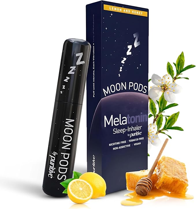 Melatonin Diffuser for Sleep Support – Natural Sleep Aid &amp Stress Relief Diffuser – Nicotine-Free Non-Habit Forming – Reusable &amp Portable Melatonin Diffuser – Lemon &amp Honey Aroma