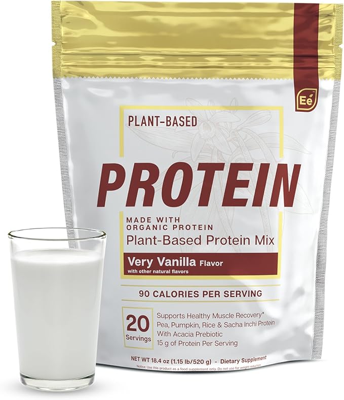 Essential Elements Pea Protein Powder - Very Vanilla | Low-carb Plant-Based Vegan Blend - Keto-Friendly and Gluten-Free | 20 Servings 18oz