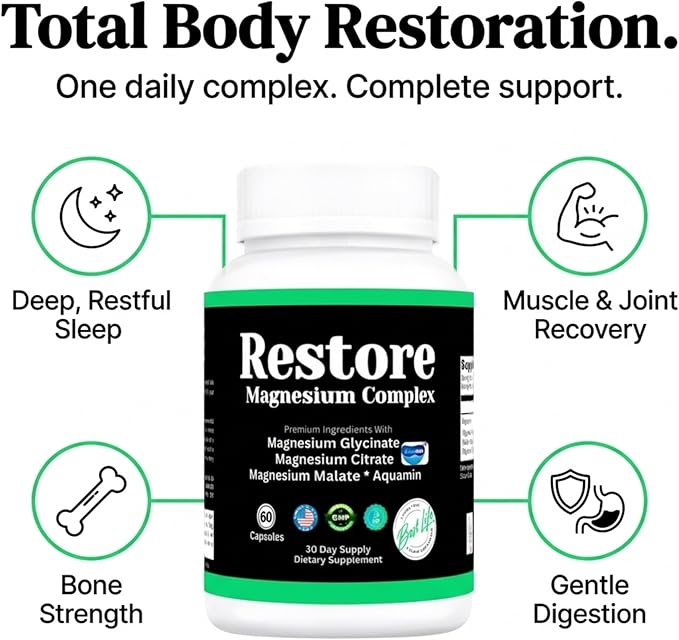 Restore Magnesium Complex Glycinate Citrate Malate with Aquamin