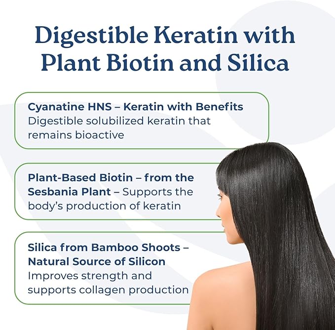 NatureCity True-HNS Hair Nails and Skin Cynatine Keratin and Plant Based Biotin Vitamin Supplement | Fuller and Stronger Hair and Nails | Non GMO | 60 Veggie Capsules (Pack of 2)