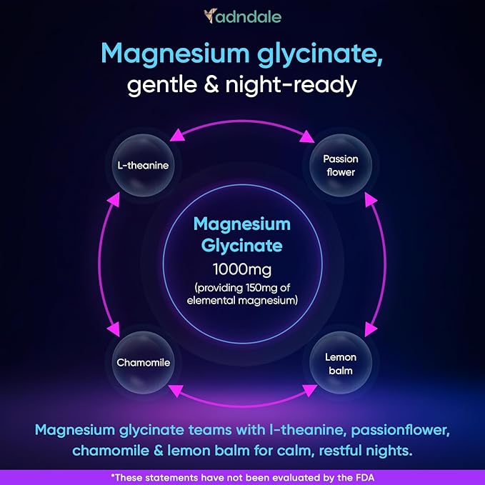 Adndale 90CT Magnesium Glycinate Gummies. Sugar Free Chews for Adults &amp Kids. Raspberry Flavour
