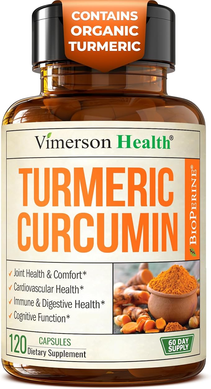Turmeric Curcumin Supplement with Black Pepper Extract - High Potency Organic Turmeric 1200mg &amp 95% Curcuminoids for Joint &amp Digestive Health - Joint Support Supplement - 120 Vegan Curcuma Cap