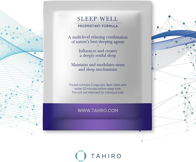 TAHIRO Sleep Well Supplement – Sleep Supplement with Kava Valerian – Non-GMO Vegan Herbal Capsules Natural Formula – 28-Packets