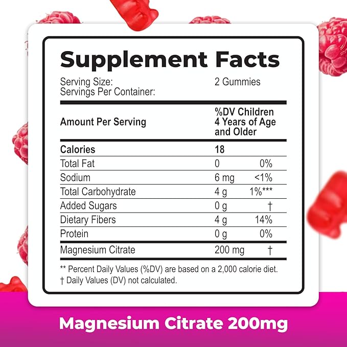 Sugar-Free Calm Magnesium Gummies for Kids and Adults - Kids Magnesium Gummies (180 Count (Pack of 3) Raspberry)