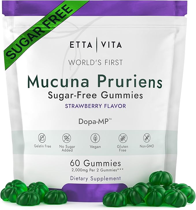 Dopamine Supplement - Sugar-Free Mucuna Pruriens Gummies (2g/serving) Energy &amp Focus Gummies - Potent Mucuna Pruriens Extract Supplement for Calm Mood and Motivation Vegan Non-GMO Gluten-Free