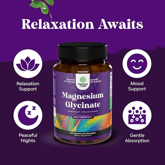 Bundle of Pure Magnesium Glycinate Supplement 400mg Per Serving for Mood Sleep &amp Relaxation Support and Vitamin D3 Gummies for Daily Wellness with 2000IU per Serving Bone Muscle &amp Immune Suppo