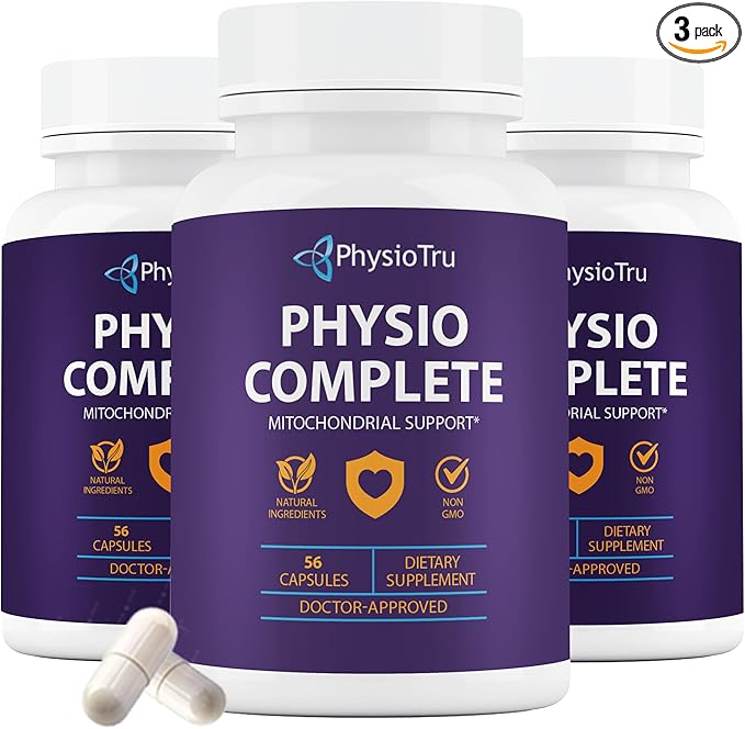 PhysioTru Physio Complete CoQ10 Supplement - Superior Nutrient Absorption Antioxidant &amp Energy Support - Coenzyme Q10 Ubiquinone with Fulvic Acid Magnesium Taurate &amp Reishi Extract - 3 Pack