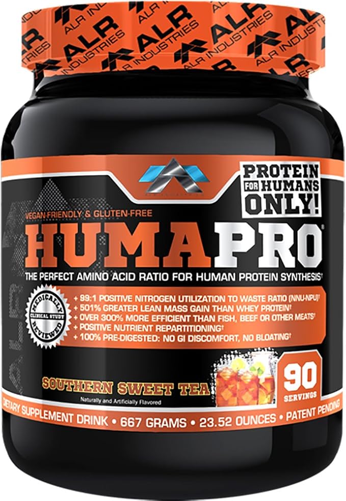 Humapro | Amino Acids Protein Matrix for Humans | 99% Utilization for Lean Muscle | Vegan Gluten Free | 667g / 90 Servings (Southern Sweet Tea)