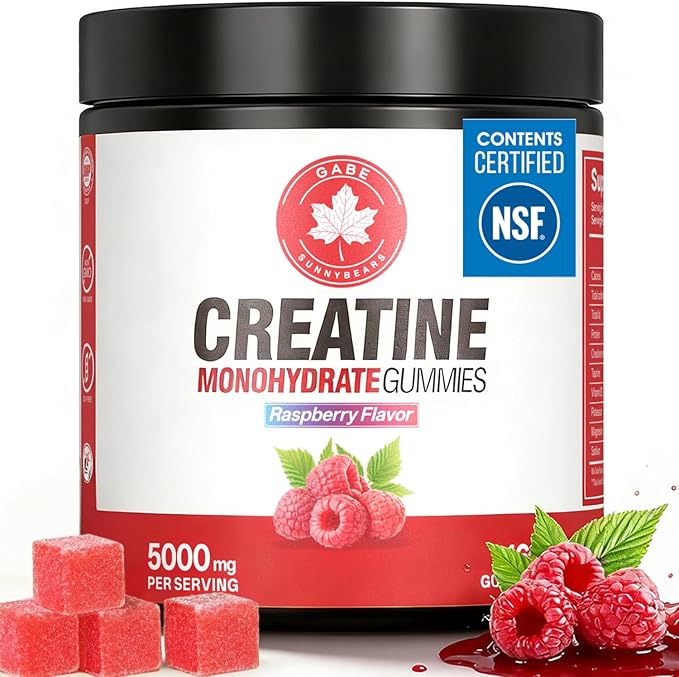 Creatine Gummies NSF Certified 5g Creatine Monohydrate per Serving with Taurine &amp B12 Raspberry Flavor 160 Count for Men &amp Women
