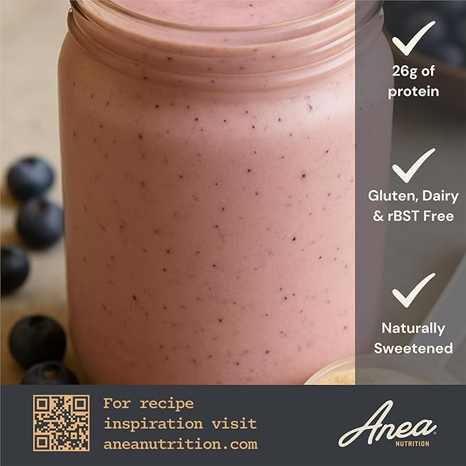 Anea Whey Protein Isolate - Vanilla | 26g Protein | 5.8g BCAAs | Low Carb 2g Carbs| Complete Amino Acids | Gluten-Free Soy-Free | Lean Muscle &amp Recovery | Made in GMP Facility