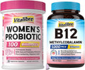Probiotics for Women 100 Billion CFU 30 Vegan Capsules &amp Vitamin B12 Sublingual 5000 mcg 90 Fast Dissolve Mini Tablets