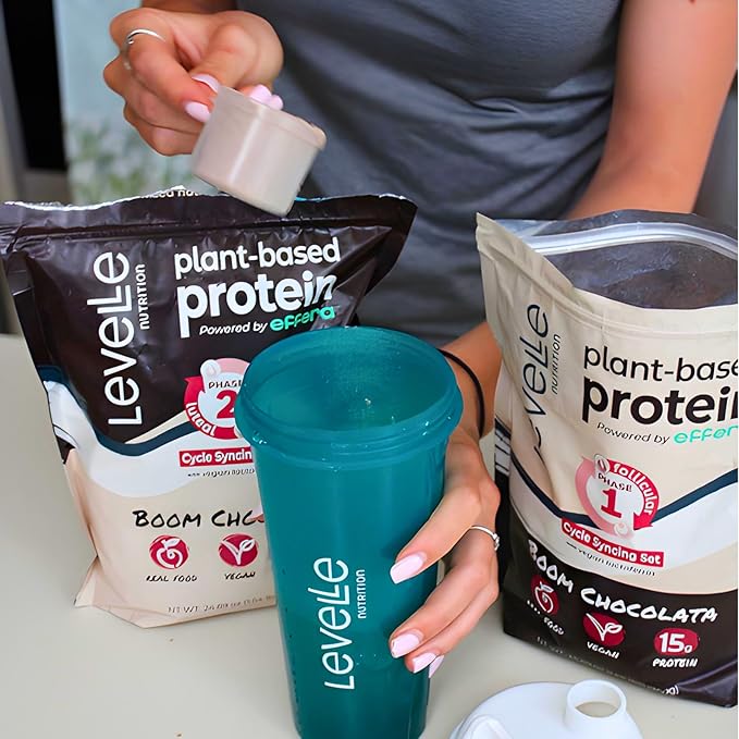 Boom Chocolata Cycle-Syncing Plant-Based Protein Powder Set | Pea &amp Pumpkin Protein | Gut-Friendly with Iron Fiber &amp Vegan Lactoferrin | No Artificial Sweeteners