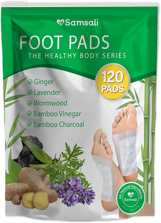 Ginger &amp Bamboo Vinegar Foot Pads: 120 Pack Natural Foot Pads with Bamboo Charcoal Wormwood &amp Lavender for Adults and Elderly Soothing Overnight Sleep Care