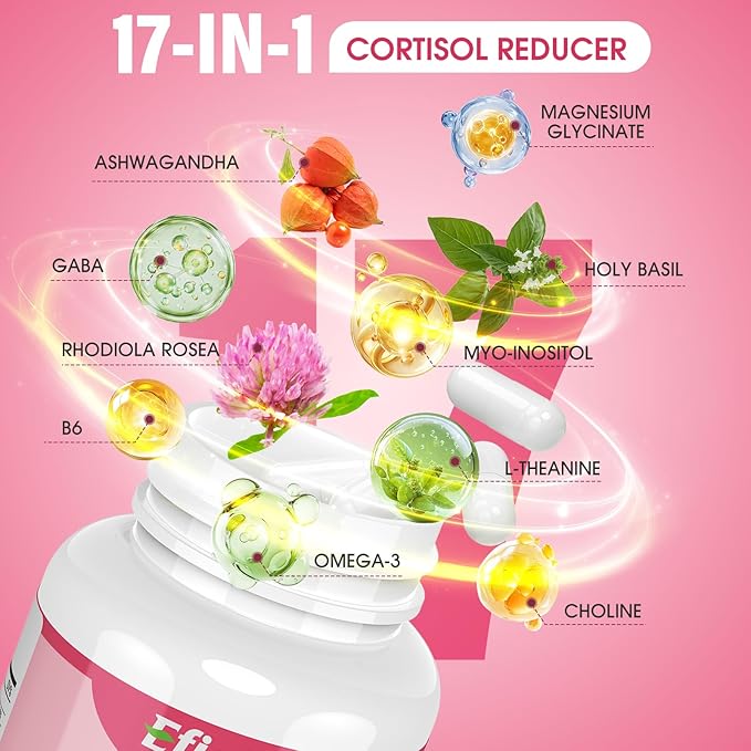 Cortisol Reducer 17-in-1 Cortisol Supplement for Women Hormone Harmony for Women with Ashwagandha Rhodiola Rosea Magnesium Glycinate