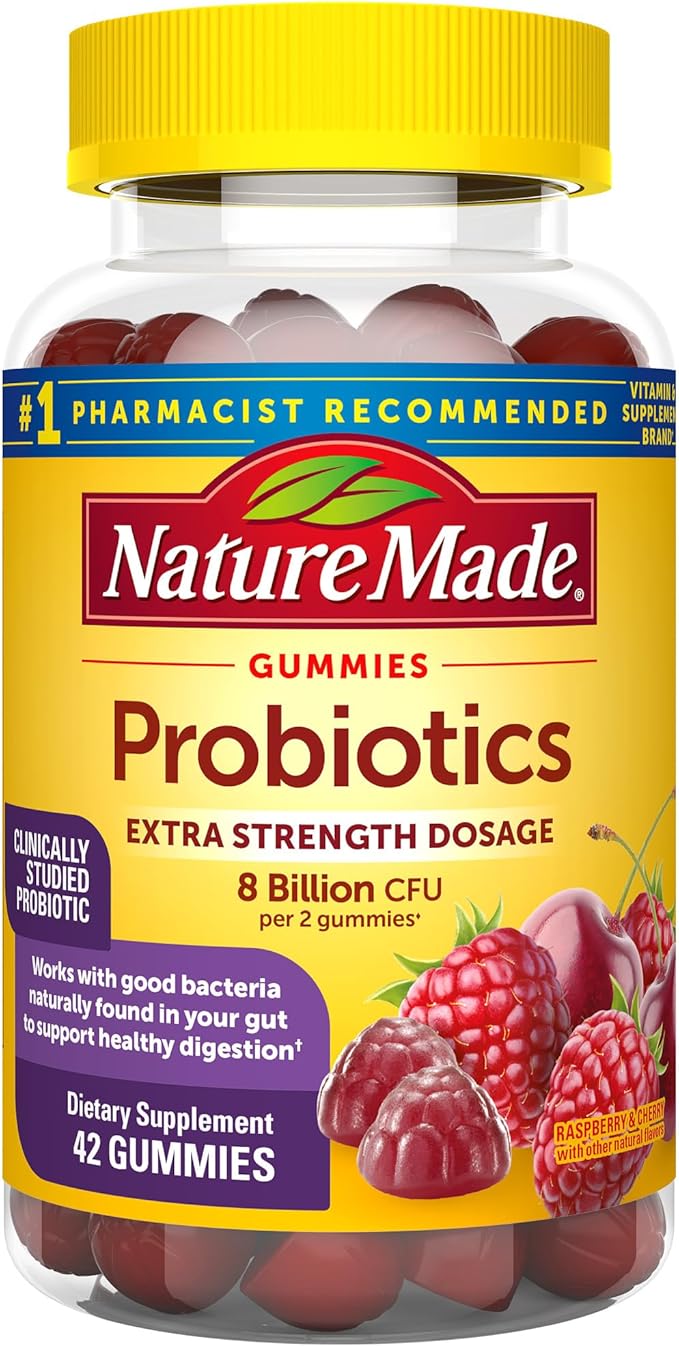 Nature Made Daily 4 Combo Pack Multivitamin for Him and Her Gummies Omega-3 from Fish Oil Softgels Magnesium Glycinate Capsules Probiotic Gummies 4 Bottles