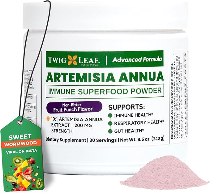 Artemisia Annua Sweet Wormwood Herbal Powder | Leaf Extract Brain Supports | Artemisinin Supplement | Sweet Wormwood Organic Extract | Non-GMO Vegan Gluten-Free | 30 Servings/8.5 Oz (240g)