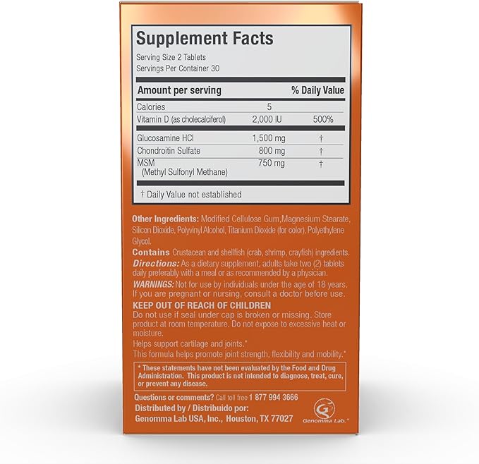 X Ray Dol Triple Action Joint Support Supplement with Glucosamine 1500mg Chondroitin 800mg MSM 750mg and 5X Vitamin D for Healthy Joints Bones &amp Cartilage - 60 Count per Bottle - 6 Pack