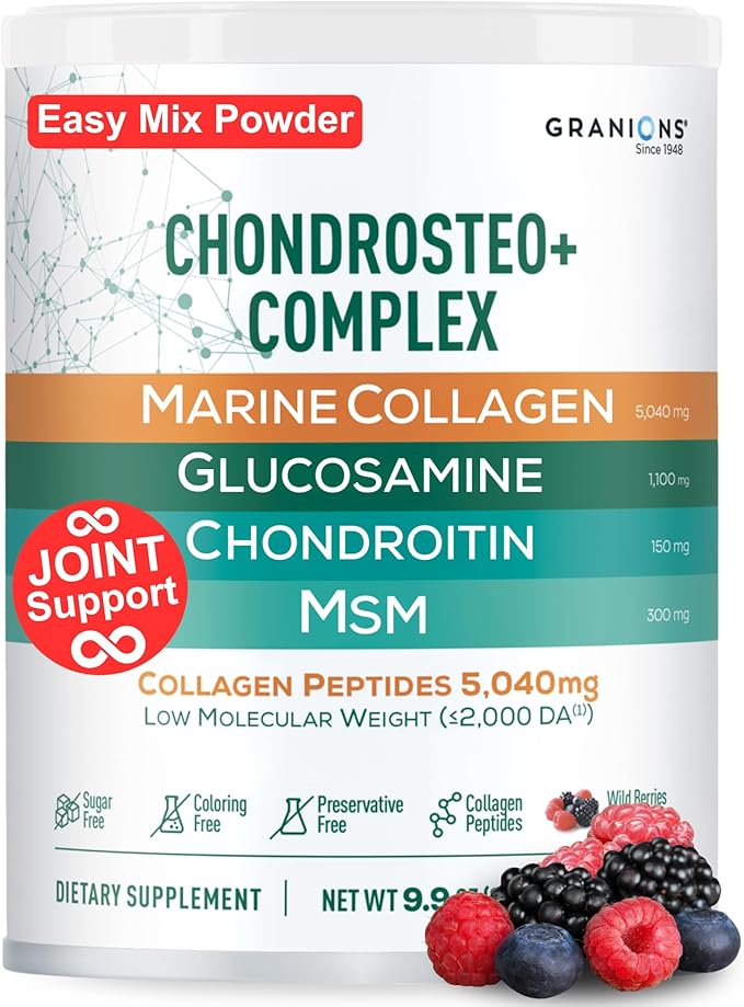Granions Glucosamine Chondroitin MSM Powder and Collagen Complex CoQ10 - Joint Support Bundle