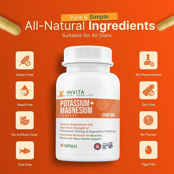 Potassium Magnesium Complex 1000 mg High Absorption Magnesium &amp Potassium Supplement for Leg &amp Muscle Recovery 5 Form of Mag for Sleep &amp Vascular Support