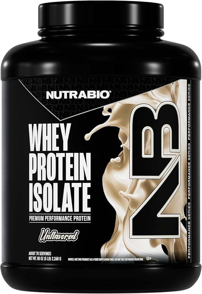 NutraBio 100% Whey Protein Isolate Protein Powder 25g Protein with Complete Amino Acid Profile Non-GMO Soy &amp Gluten Free Low Carb Low Calorie Whey Protein Powder Raw Unflavored 5 Lbs