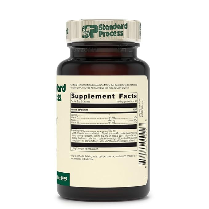 Standard Process - Gastrex - Supports Digestion Stimulates Cleansing of Upper Gastrointestinal (GI) Tract Provides Vitamin C Niacin Vitamin B6 Okra and Tillandsia Usneoides - 90 Capsules