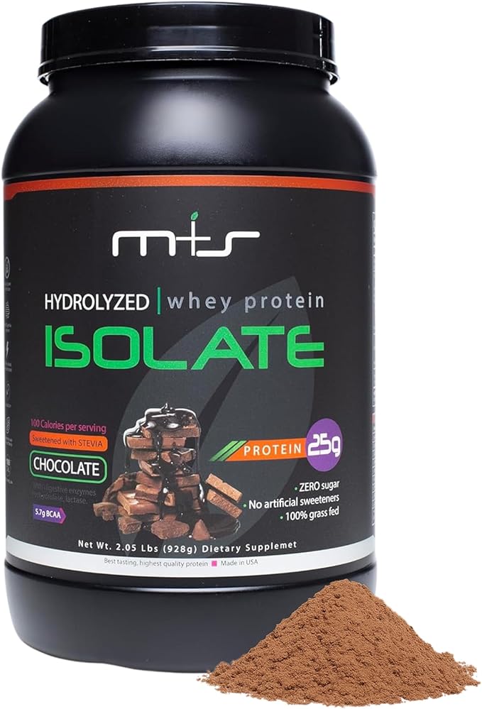 M+S Hydrolyzed Whey Protein Isolate – 25g Protein Low Carb 0g Sugar Grass Fed Whey Isolate Powder with Stevia - Chocolate Flavor - 2.05 lb