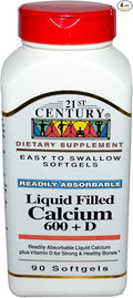 21st Century Calcium +D 600Mg-200U Gelcaps 90 Count (4 Pack)