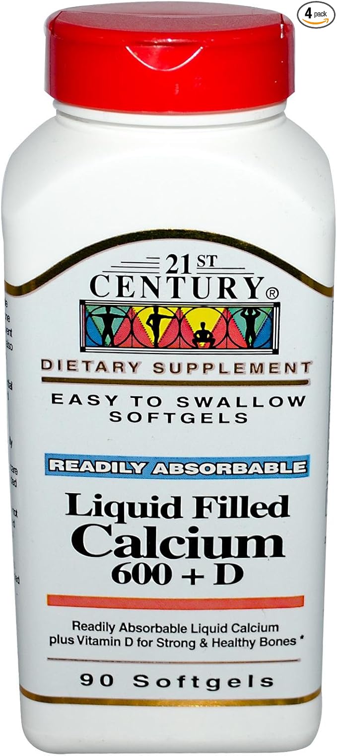 21st Century Calcium +D 600Mg-200U Gelcaps 90 Count (4 Pack)