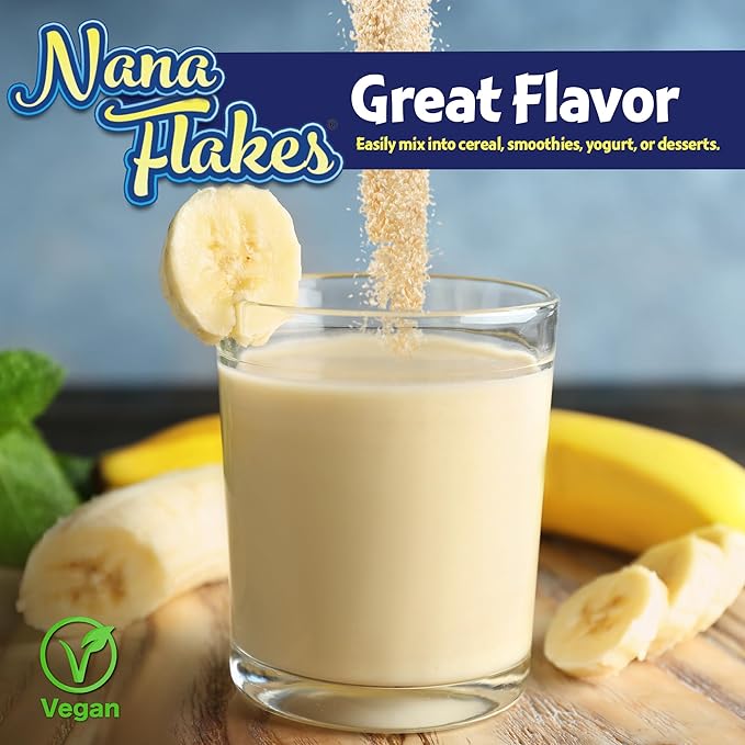 Nana Flakes 100% Pure Banana Flakes Food Powder - Natural - Great Source of Potassium &amp Fiber (Banana One Pound Bag)