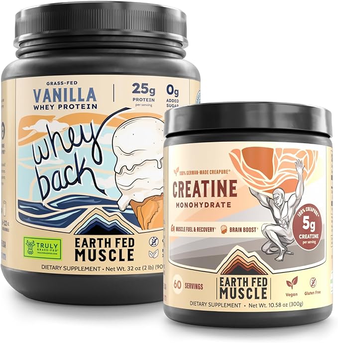 Earth Fed Muscle Vanilla Whey &amp Creapure Creatine Performance Bundle