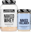 NAKED Whey Chocolate Peanut Butter Protein Powder (21 Servings) + Collagen Peptides Protein Powder 20oz (60 Servings) – Grass-Fed Non-GMO Gluten Free Soy Free