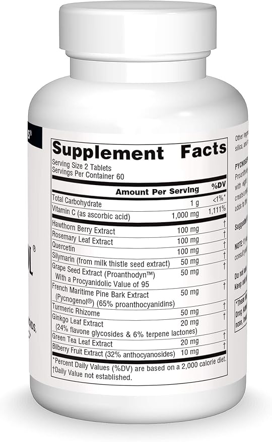 Source Naturals Pycnogenol Complex Antioxidant Formula Rich in Flavonoids Proanthocyanidins &amp Vitamin C - 12 Tablets